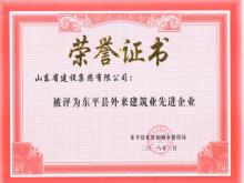 山东省球盟会·(中国)有限公司被评为东平县创建国家卫生县城工作先进企业